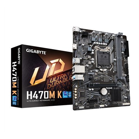 Gigabyte | H470M K 1.0 M/B | Processor family Intel | Processor socket LGA1200 | DDR4 DIMM | Memory slots 2 | Supported hard di